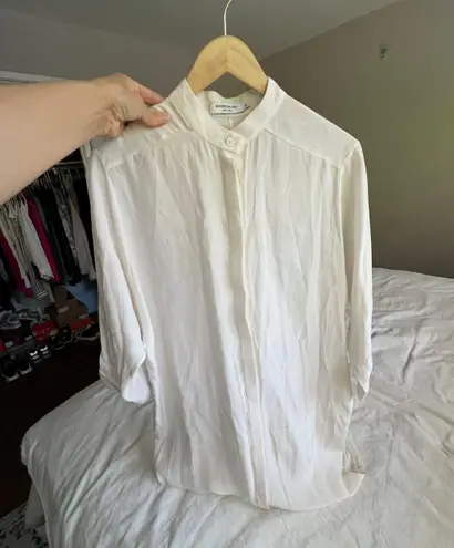 Emerson Fry white cream silk button down midi long shirtdress 00