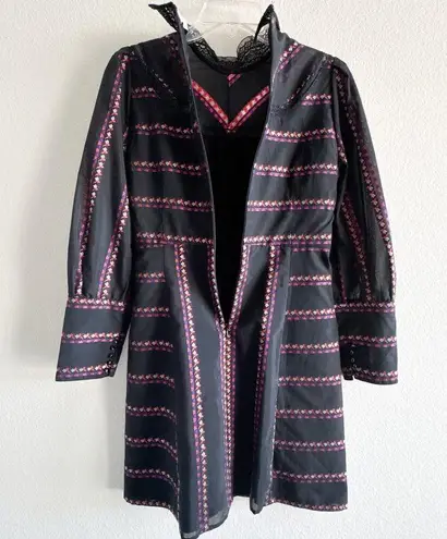 Sandro Sibel Floral Jacquard Mini Dress Lace Mock Neck Metallic Size 1 Small