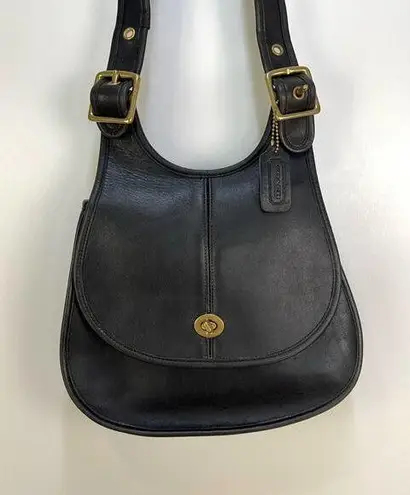 Coach Vintage  Crescent Bag Black Leather Purse Handbag 9235