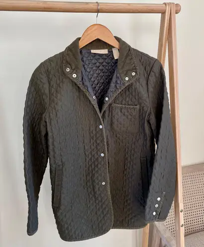 Vintage Quilted Corduroy Collared Chore Barn Jacket in Olive Green