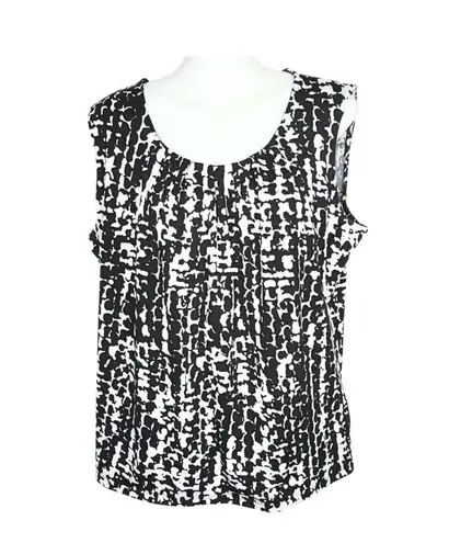 Jones Studio Black & White Pleated Pattern Tank Top Blouse