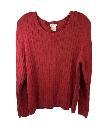 st. john's bay St John Bay Womens Xl Sweater Pullover Cable Knit Long Sleeves Red