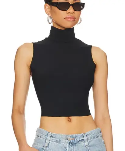 Commando Butter Sleeveless Cropped Turtleneck Medium Black Turtleneck