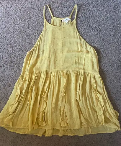NWOT Halter Ruffle Spaghetti Strap Tank Top Gold Size L
