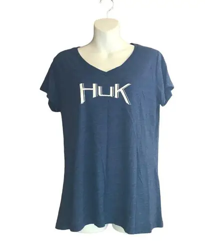 Huk Blue and White V Neck Short Sleeve Top Size XL