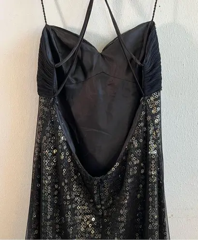 Dave and Johnny by Laura Ryner Dress Black Sequin Skirt Exposed Back Sz 11/12 EUC