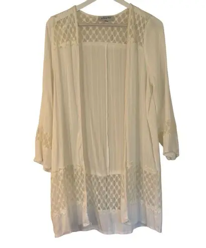 Kell Parker white crochet open coverup robe size small White