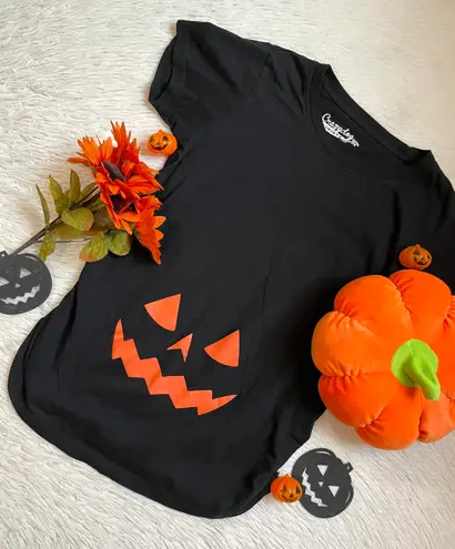 Women’s cute maternity pumpkin face tee Black Size M