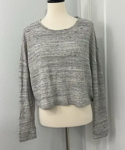 Beyond Yoga XL Gray Textured Knit Cropped PulloverTop