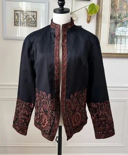 Coldwater Creek NWT Black Brown Embroidered Jacket $100 16