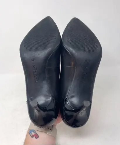 Ralph Lauren Lauren  Black Genuine Leather Pointed Closed Toe Slip on Heel Sz 8.5