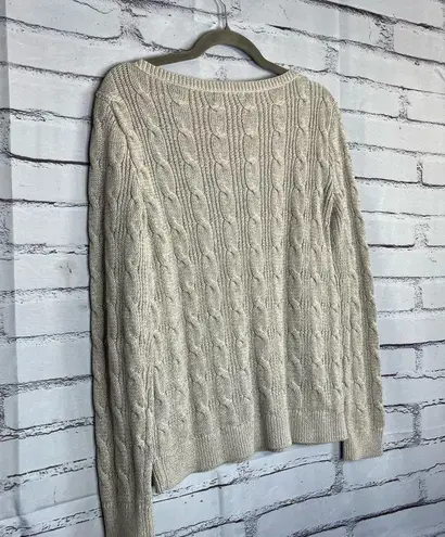 Lauren Ralph Lauren Black Label Cable Knit Cream Sweater Preppy Fall M Vintage Size M