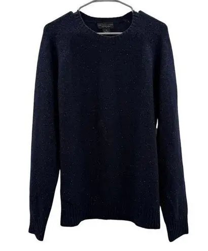 Bloomingdale’s Cashmere Sweater Men’s Size Medium Navy Blue Speckled Long Sleeve