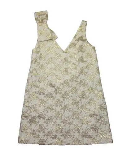 Sézane NWT Sezane Philomena in Ecru Gold Jacquard Bow A-line Mini Shift Dress 36 / US 4