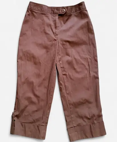 Briggs New York Petite brown capri wide leg cuffed pants