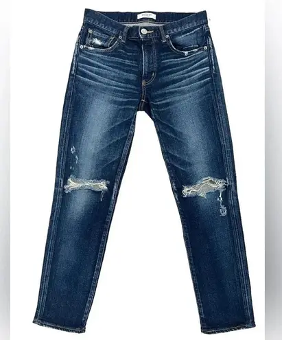 MOUSSY VINTAGE Ankle Boyfriend Distressed Jeans Dark Wash Denim Premium Size 27 Blue