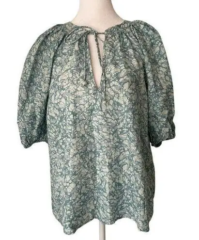 House of Harlow 1960 Martine Seafoam blue floral cotton short-sleeve top size S