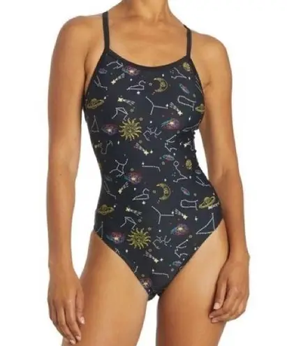 Speedo NWOT Sporti Thin Strap Constellation One Piece Swimsuit - Black - 30