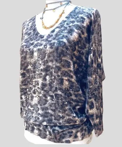 π Sequins Embellished Leopard Sweater White Size undefined