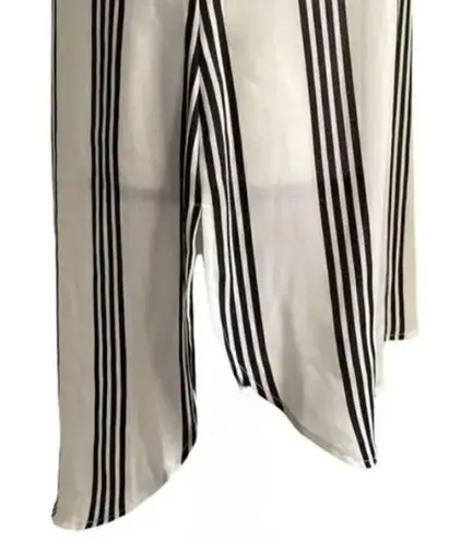 Como vintage  Drop Shoulder White and Black Stripe Semi-Sheer Tunic Size XL