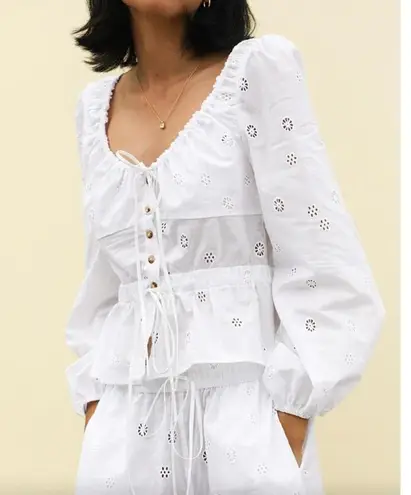 Ciao Lucia Olympia Eyelet Cut Out Detailed Top White size XS
