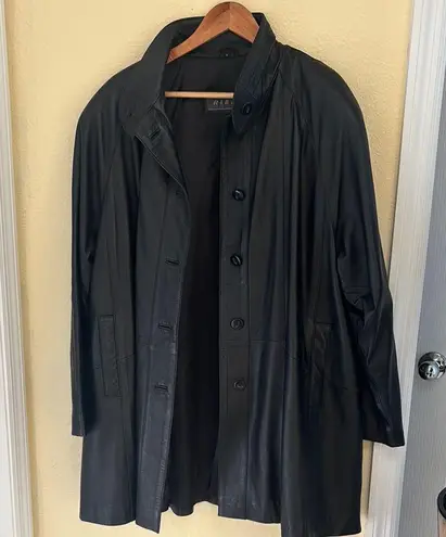 Ribak 100% Genuine Leather Black Longline Coat Jacket Women’s M (Fits XL/XXL) Size M