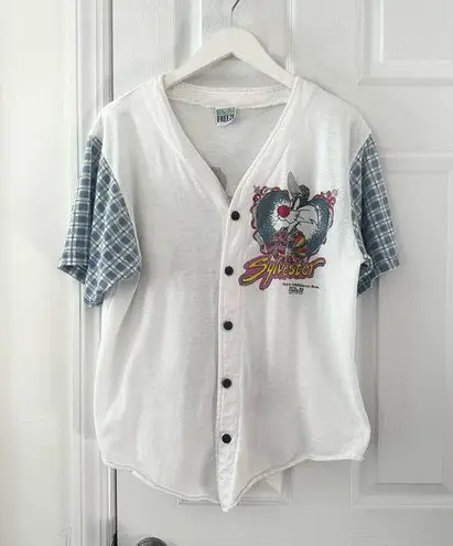 Freeze Vintage 1995 Gangsta Sylvester Baseball Button Down Tee Glitter Cap Large