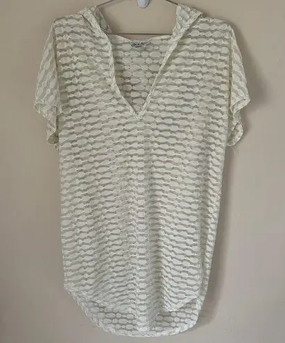 Jordan Taylor Swimsuit Bikini Cover Up Dress White Silver Hooded USA Made Size M