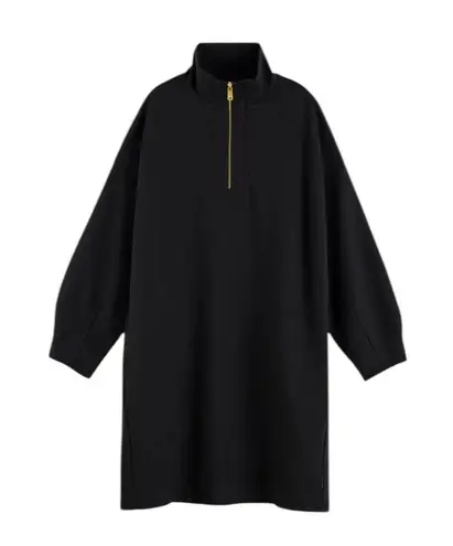 Scotch & Soda Oversized Sweater Sweatshirt Dress with Zipper Black Size L