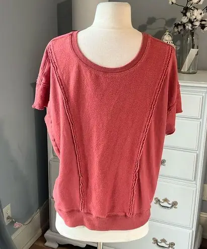 ee:some Trendy Cotton Top  Roomy Salmon Rust Womens Large