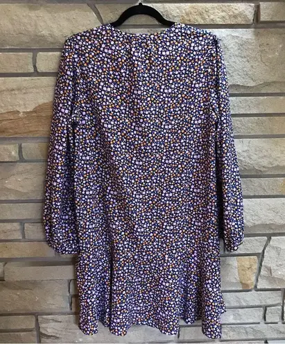 Draper James Tie Neck Flounce Shift Dress Purple ditsy floral print Medium