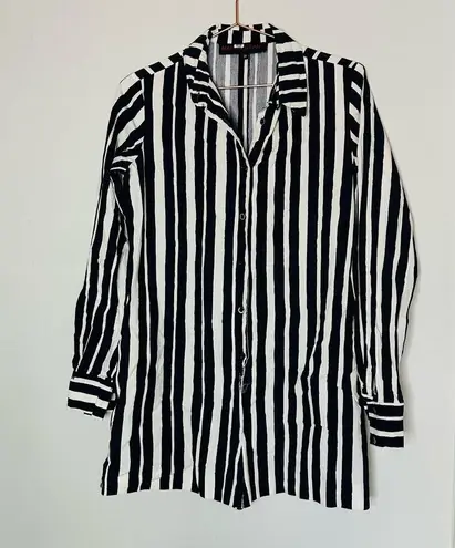 Martin Grant Women's Navy White Striped Cotton Longsleeve Romper Size 38