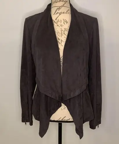 Cupcakes and Cashmere Mackenzie faux suede stretch open front draped jacket M