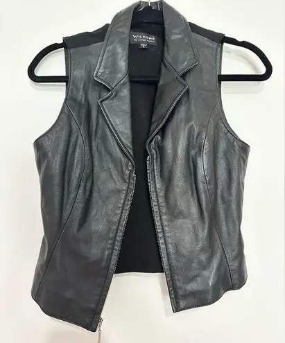 wilson's leather Wilson Small Leather Maxima Black Genuine Leather Zip-Up Vest Vintage Y2K Biker