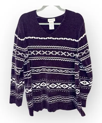 White Stag Vintage Y2K Purple Fair Isle Sweater XL 16/18 Cozy Winter Ski Lodge
