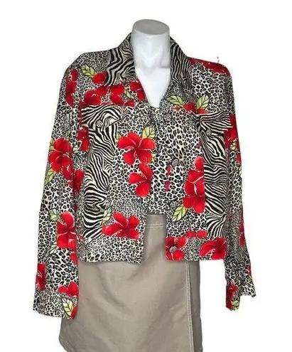 NANCY BOLEN For City Girl Tank Jacket Set Animal Print Flowers L