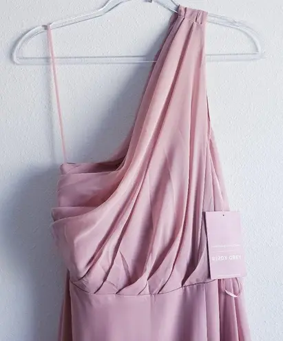Birdy Grey Mauve Pink Chiffon Bridesmaid One Shoulder Dress New With Tags