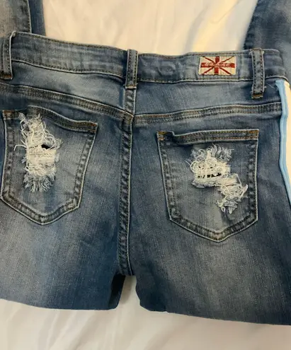 Machine Pour Neuf Mode Rainbow Distressed Denim Jean PRIDE 5/28 Red