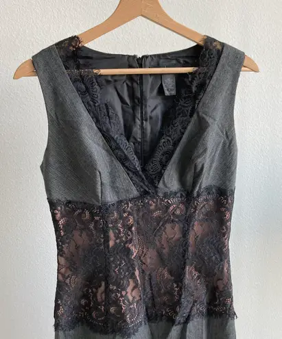 Moda International Gray Lace Trim Midi Dress