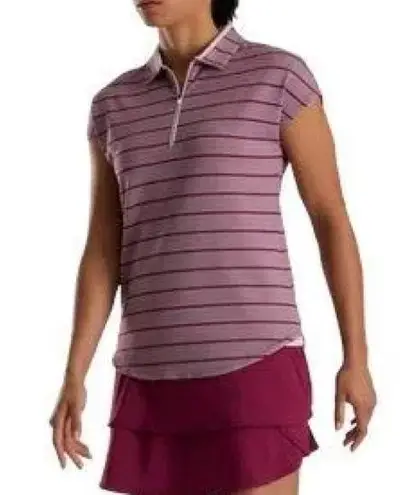 FootJoy Cap Sleeve Birdseye Stripe Jacquard Polo/Golf Shirt size S Purple