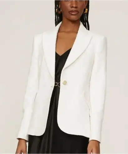 Donna Karan White Tweed Blazer SIZE 14 Tailored Cotton Boucle Prep Designer $500