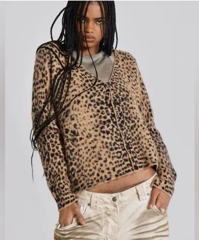 Jaded London Leopard Chuck Cardigan Sweater NWT
