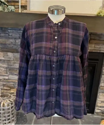 Elizabeth and James Purple Long Sleeve Boxy Button Down Shirt