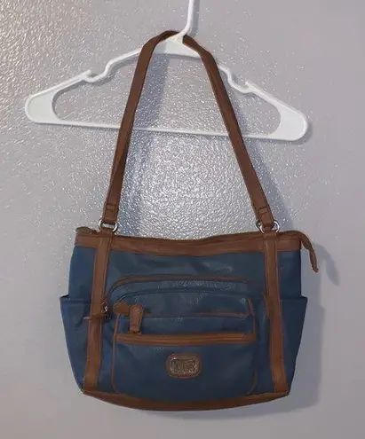 Multi Sac blue faux leather multi compartment bag