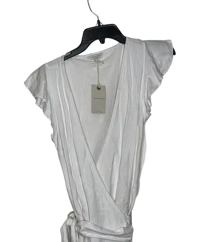 Lucky Brand  Wrap Dress Size Small White Linen Blend Side Tie Womens New