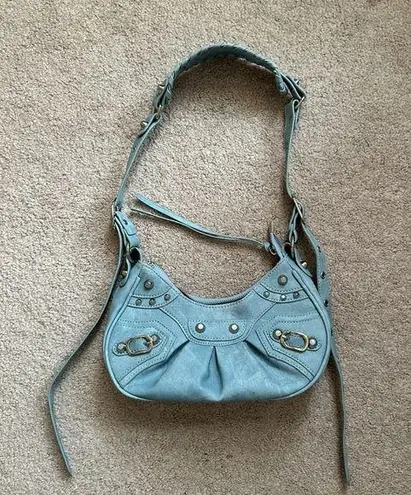 Y2K Denim Printer Shoulder Purse