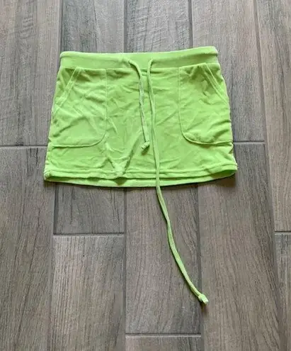 New pink neon green velour skirt Size M