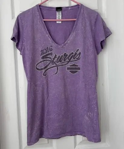 Harley Davidson Sturgis 2016 Purple Vneck Tshirt Size L