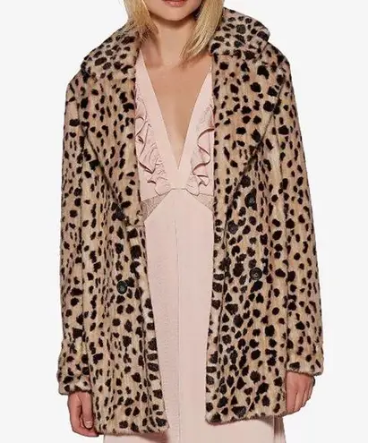 Avec Les Filles Leopard-Print Faux-Fur Car Coat