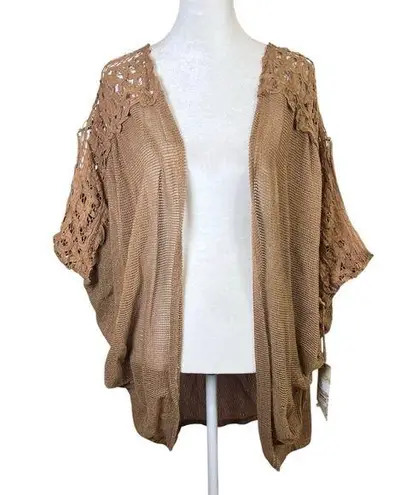 Gimmicks by BKE Buckle BKE Brown Crochet Knit Draped Open Front Cardigan Vest Boho One Size NEW